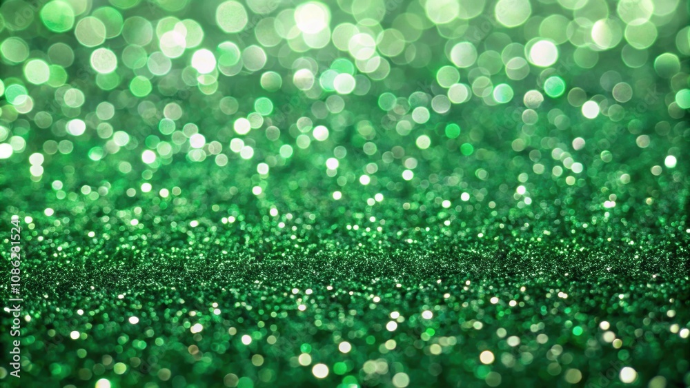 Obraz premium Green glitter texture surface background, glitter, green, shiny, sparkly, festive, background, sparkle, vibrant, decoration