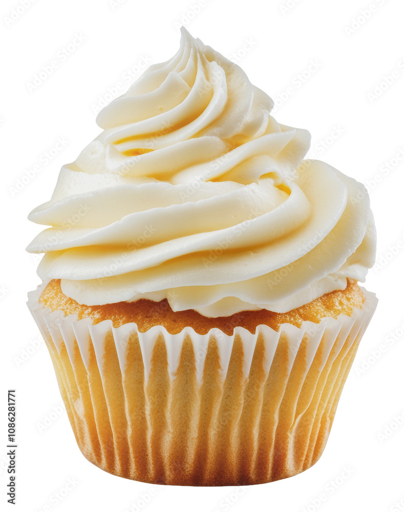 PNG Vanilla cupcake with creamy frosting PNG Vanilla cupcake with creamy frosting