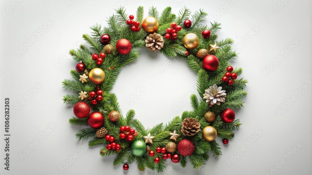 Christmas wreath frame template with festive decorations, Christmas, wreath, frame, template, celebration, holiday, season Christmas wreath frame template with festive decorations, Christmas, wreath, frame, template, celebration, holiday, season