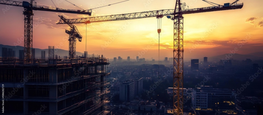 Sunset over City Construction Sunset over City Construction