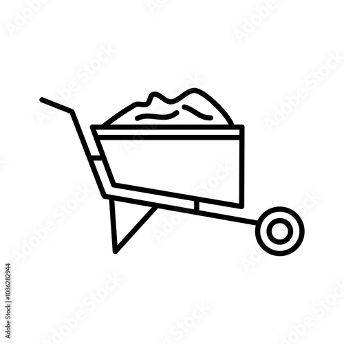 Wheelbarrow full line icon, vector flat black simple linear illustration for web and app..eps