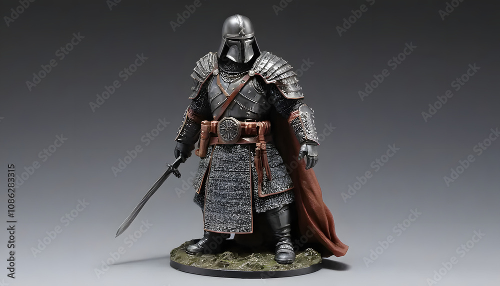 medieval knight in armor with sword on dark background medieval knight in armor with sword on dark background