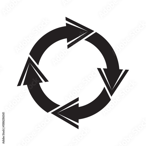 Circular arrow icon. Recycling vector symbol. Black arrow cycle. Circular motion shape.