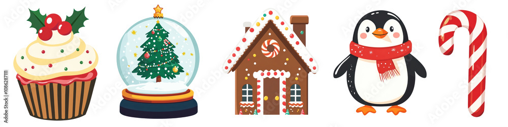 Naklejka premium Christmas decoration png cut out element set