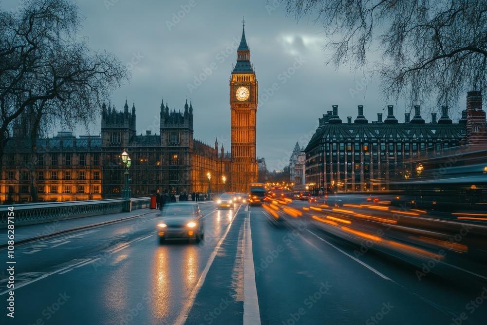 Big Ben and Houses of Parliament in London at dusk. Big Ben and Houses of Parliament in London at dusk.