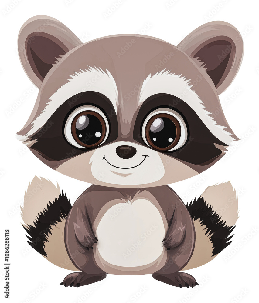 Fototapeta premium PNG Adorable raccoon cartoon with big eyes