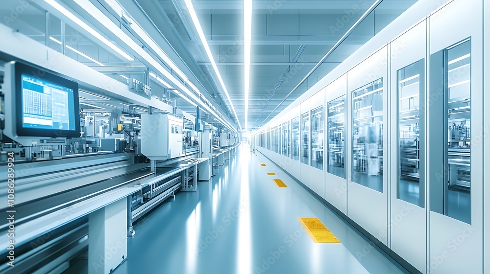 Obraz premium corridor inside a semiconductor manufacturing plant