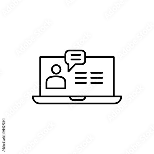Online consulting line icon, vector simple linear illustration for web and app..eps