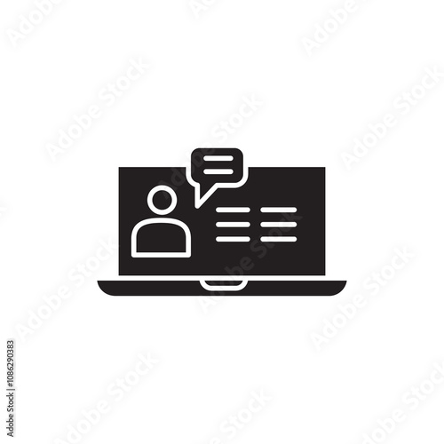 Online consulting vector icon, simple flat black trendy style illustration for web and app..eps
