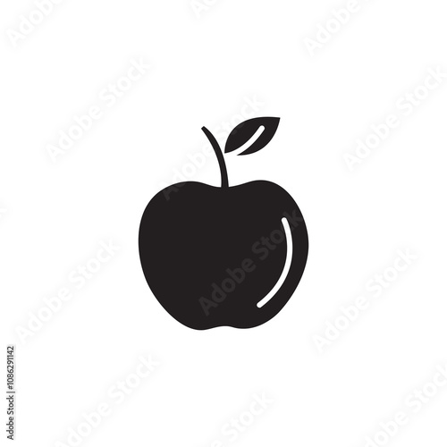 Apple vector icon simple flat black trendy style illustration for web and app..eps