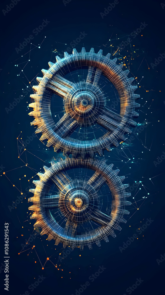 3D Illustration Gears Mechanism Teamwork Engineering Technology 3D Illustration Gears Mechanism Teamwork Engineering Technology
