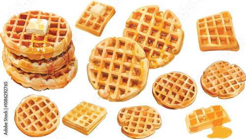 waffle watercolor clipart