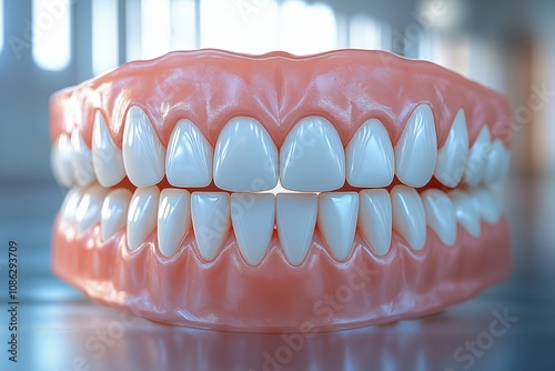 Ultra realistic dental model showcasing detailed teeth and gums for medical education purposes photo