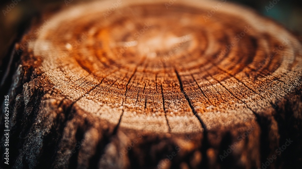 Close-up of a weathered tree stump, showing concentric rings and cracks. Close-up of a weathered tree stump, showing concentric rings and cracks.