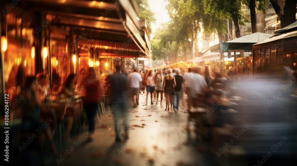 Blurred background of a bustling street scene Blurred background of a bustling street scene