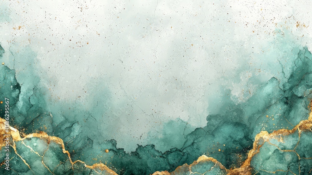 Abstract teal and gold marbled background suitable for design projects. Abstract teal and gold marbled background suitable for design projects.