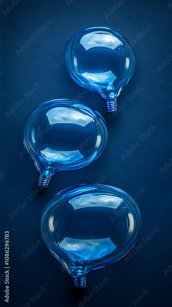 3D Illustration - Blue Light Bulbs on Blue Background 3D Illustration - Blue Light Bulbs on Blue Background
