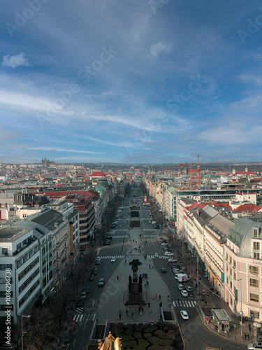 View from National Museum Overlooking Wenceslas Square in Prague