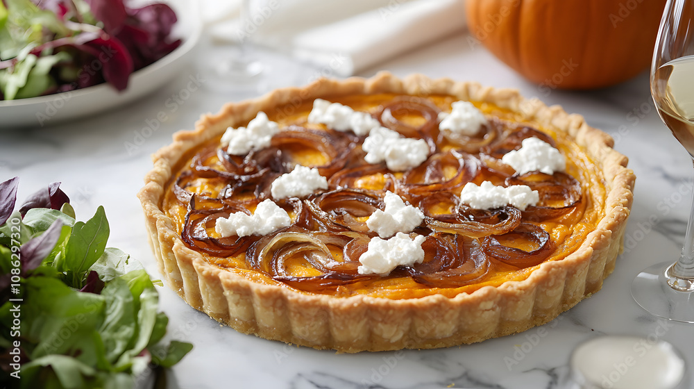 Savory Pumpkin Quiche with Caramelized Onions Savory Pumpkin Quiche with Caramelized Onions