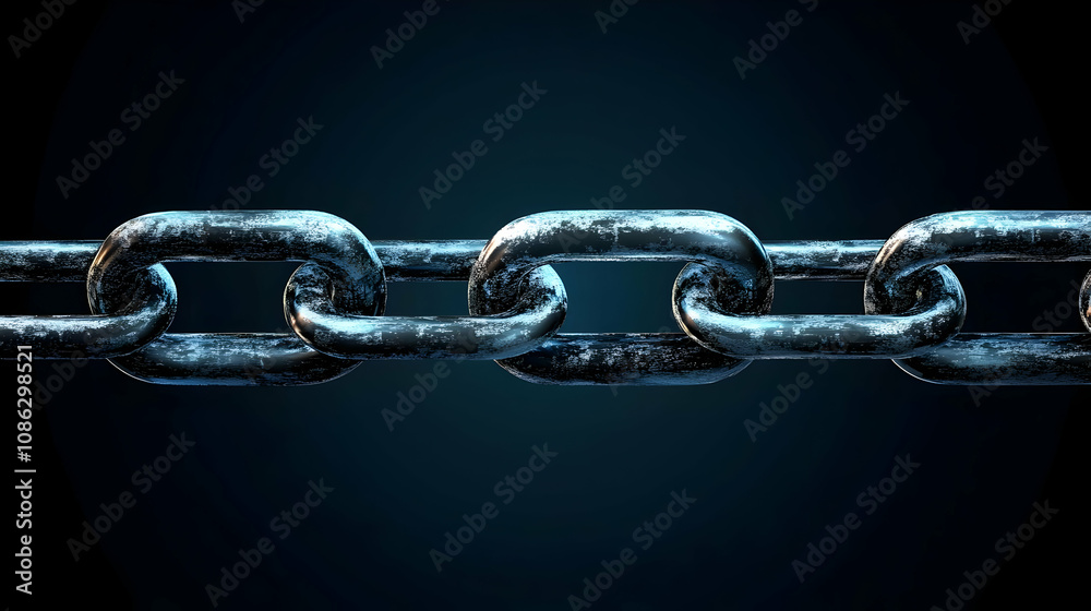 3D Render Old Metal Chain Links Illustration 3D Render Old Metal Chain Links Illustration