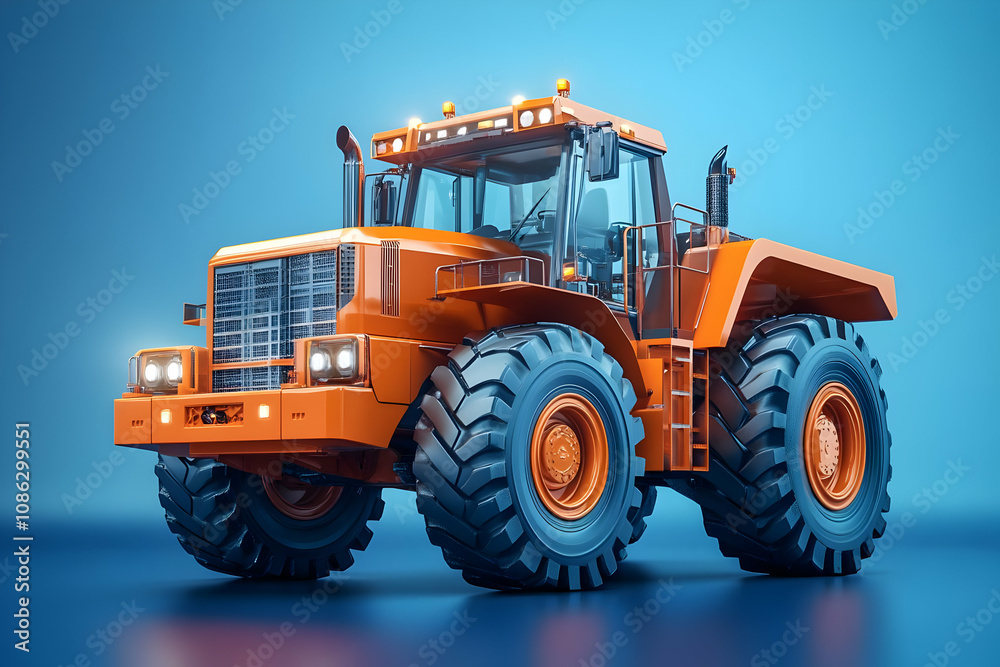 3D Orange Tractor Illustration - Modern Farming Vehicle 3D Orange Tractor Illustration - Modern Farming Vehicle
