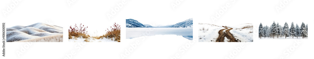 Winter landscape png cut out element set Winter landscape png cut out element set
