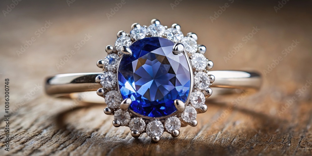 Close-up of a stunning diamond and sapphire ring , jewelry, gemstones, luxury, fine jewelry Close-up of a stunning diamond and sapphire ring , jewelry, gemstones, luxury, fine jewelry