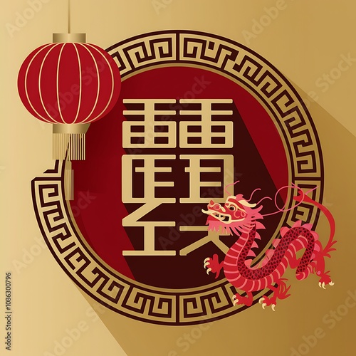 Chinese New Year Dragon Lantern Festive Design photo