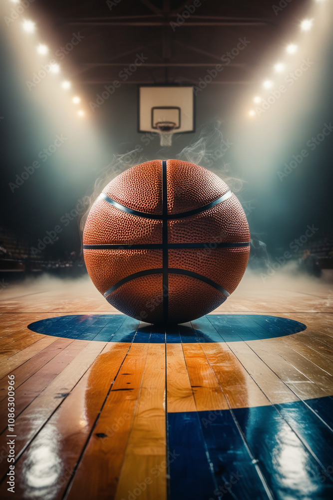Obraz premium AI generative. Illustration of court basket ball, no body, no text. 8