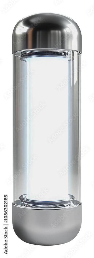 PNG Sleek glass container with metallic lid PNG Sleek glass container with metallic lid