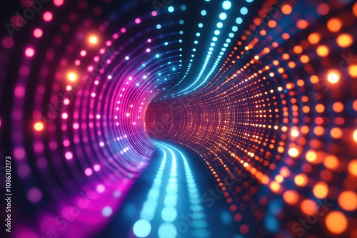 Wallpaper Mural Abstract background with neon lights and glowing dots on dark colors. Abstract futuristic digital wallpaper of binary code. Vector illustration for data technology concept Torontodigital.ca