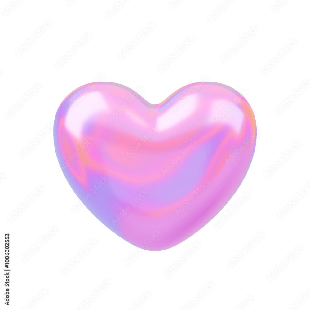 Holographic vector heart. Hologram pink love element for wedding, Valentines Day, love concept. Heart 3d shape romantic symbol. Realistic pink chrome heart icon isolated on white Holographic vector heart. Hologram pink love element for wedding, Valentines Day, love concept. Heart 3d shape romantic symbol. Realistic pink chrome heart icon isolated on white