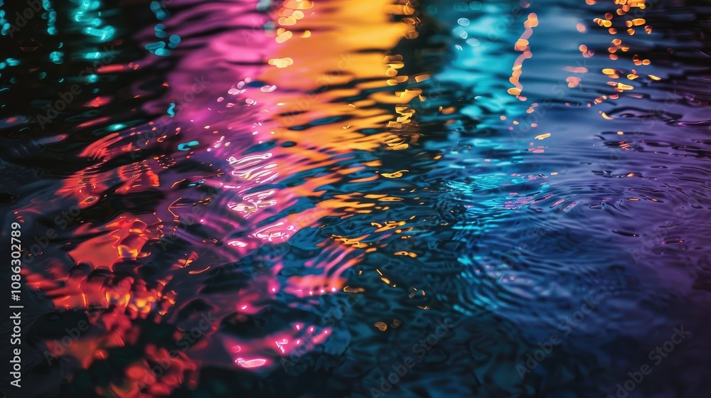Neon lights reflecting off water Neon lights reflecting off water