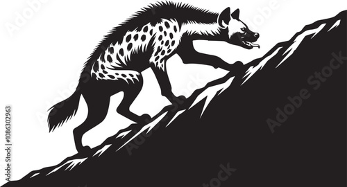 Wallpaper Mural A determined hyena climbing up a steep hill vector silhouette design Torontodigital.ca