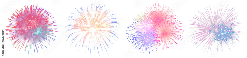 Fireworks effect png cut out element set Fireworks effect png cut out element set