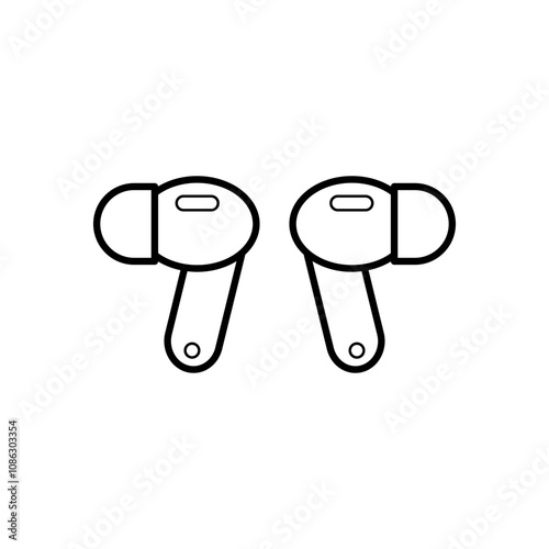 Vector illustration of True Wireless Stereo (TWS), an audio device that pairs with the ears without wires. Isolated with an empty background, editable and color can be changed.
