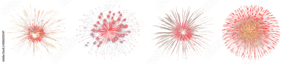 Obraz premium Fireworks effect png cut out element set