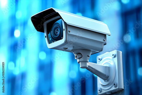 3D Security Camera Surveillance Technology Illustration