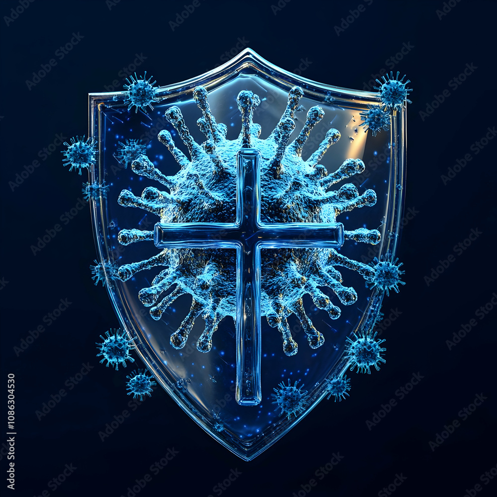 Fototapeta premium 3D Illustration - Coronavirus Shield Faith Protection