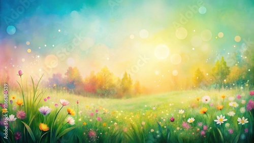 Beautiful gradient watercolor background similar to a spring field, abstract Easter theme, spring, field, gradient