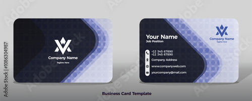 Business card for industry with dark blue color and pattern background