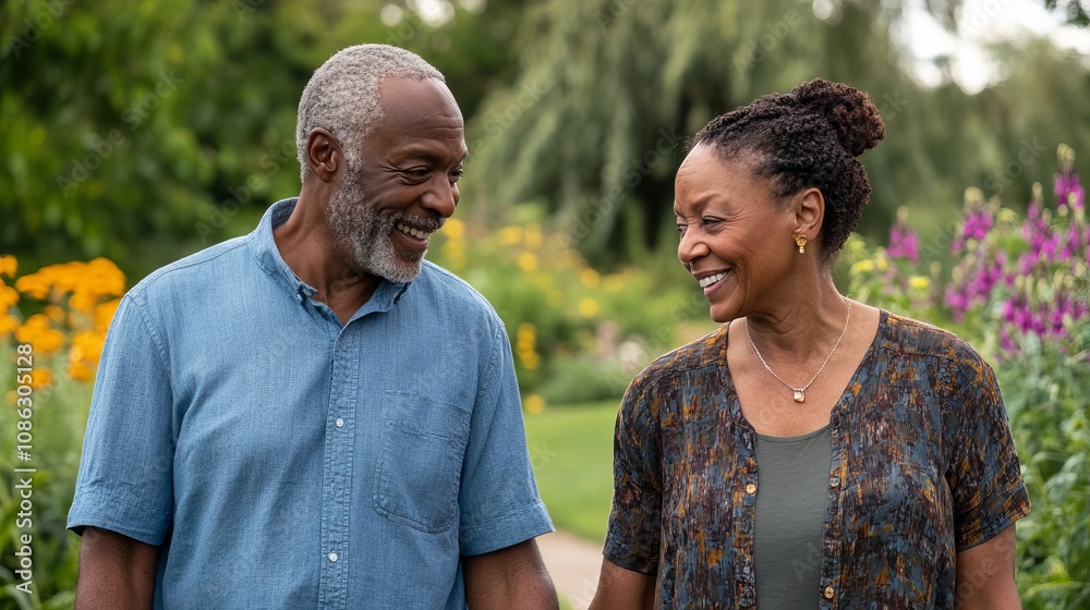 A heartwarming moment of a couple enjoying their time in the garden. A perfect example of love and affection in the nature. A heartwarming moment of a couple enjoying their time in the garden. A perfect example of love and affection in the nature.