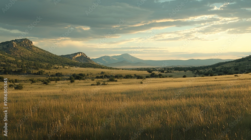 Serenity in Nature: A Panoramic View of Rolling Hills and Open Fields Serenity in Nature: A Panoramic View of Rolling Hills and Open Fields
