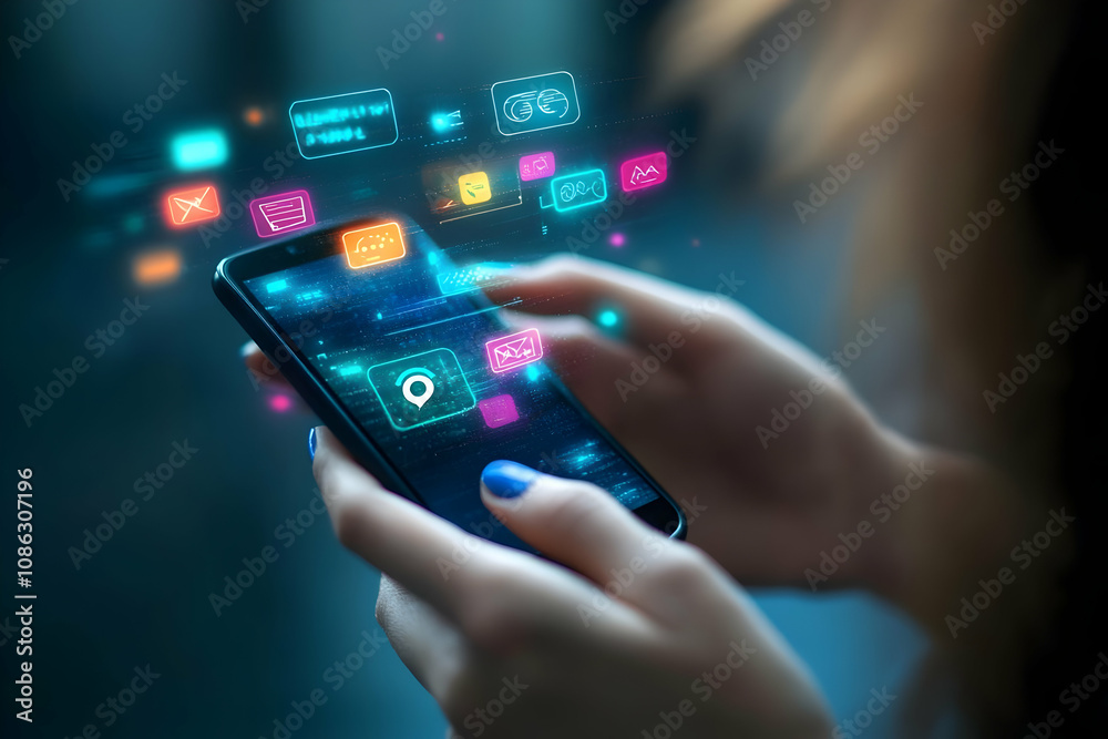 Illustration - Mobile Technology, Social Media, App, Internet, Communication, Innovation, Connection, Digital, Network, Device Illustration - Mobile Technology, Social Media, App, Internet, Communication, Innovation, Connection, Digital, Network, Device