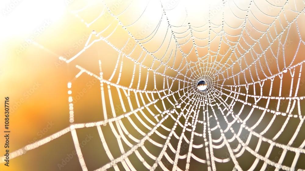 Fototapeta premium Dew Drops Spiderweb Morning
