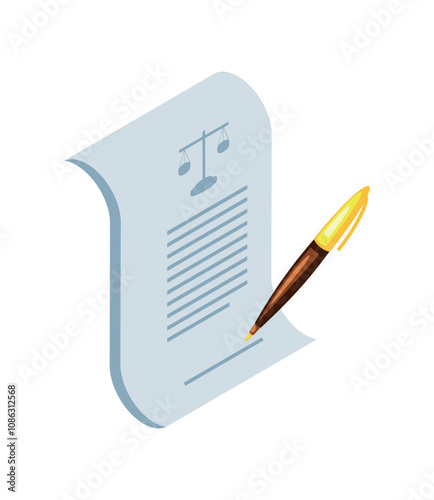 legal document signature isometric