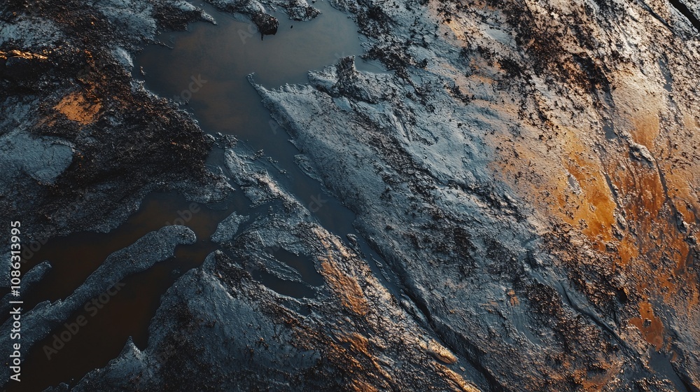 Abstract Landscape of Mud and Water, Stunning Texture and Patterns Abstract Landscape of Mud and Water, Stunning Texture and Patterns