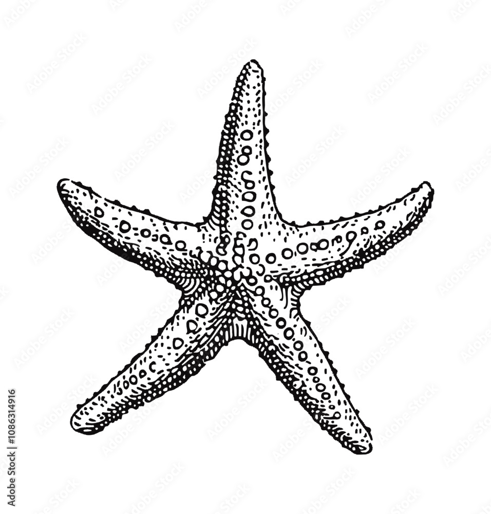 star fish engraving black and white outline star fish engraving black and white outline