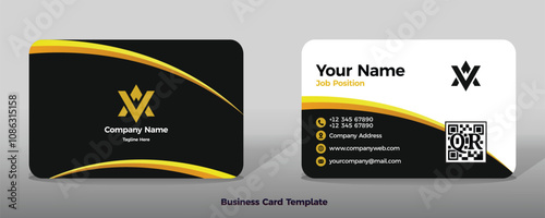 Business name card industry people dark, white background and yellow gold line shape design template