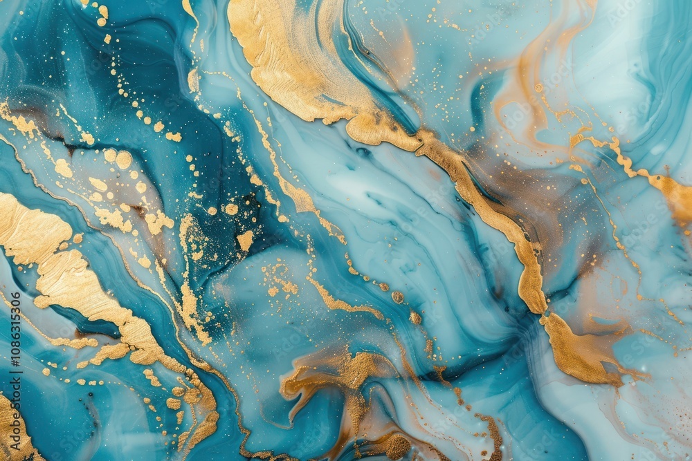 Abstract Gold and Blue Marble Texture
